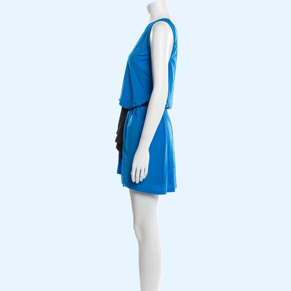 JAY GODFREY Blue One-Shoulder Mini Dress With Black Belt - Picture 4 of 7